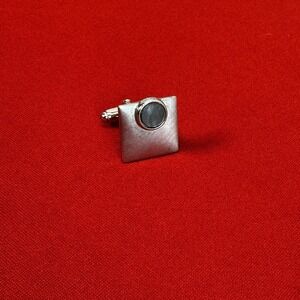 Vintage Single Silver Tone Moonstone Cuff Link